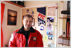 Electrician and tour guide, Sasha, in his office, Vernadsky Station.