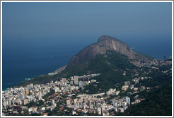 View of Leblon and Dois Irm&#227;os Hills  from the top of Corcovado Mountain.