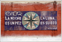 Artwork: La Noche es un Pez / La Luna es su Ojo / Ania Valle.  Wall surrounding the Cemit?o S?Paulo.