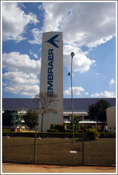 Entrance to Embraer, headquartered in S&atilde;o Jos&eacute; dos Campos, near S&atilde;o Paulo.  Third largest airline producer in the world after Boeing and Airbus.