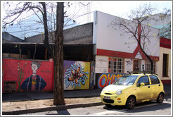 Yellow car and graffiti.  Dardignac at Pur?ma, Bellavista neighborhood.