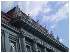 Building with statues in downtown Zagreb.