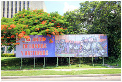 Billboard reading "54 a&ntilde;os de luchas y victorias" ("54 years of battles and victory"), Plaza de la Revoluci&oacute;n.