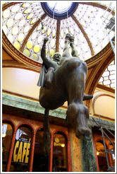 Sculpture of St. Wenceslas and an upside-down horse by David Cerny, Lucerna Passage (Pas?Lucerna), Nov?&#283;sto. 