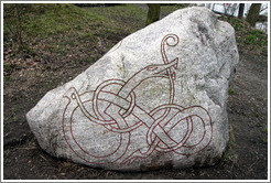 Snake carved in rock.