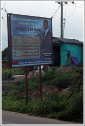 Billboard advertising Prophet Eric Kwesi Amponsah, a.k.a. Computer Man.