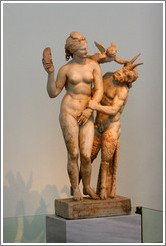 Statue of Aphrodite, Eros, and Pan from 180 AD. National Archaeological Museum. 