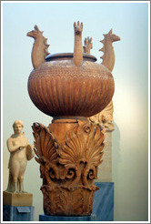 Funerary lebes kalpe depicting griffins found at Acharnon St., Athens, from about 350 BC.  National Archaeological Museum.