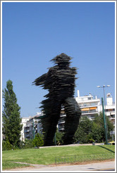 Statue of a running man.