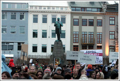 Protest in Reykjavik's Austurv?llur square.