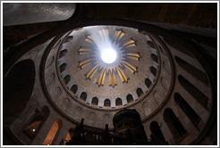 Dome above Christ's tomb, letting through rays of sunlight.  Church of the Holy Sepulchre, Christian Quarter, Old City of Jerusalem.