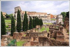 The Colosseum, behind ruins of the Roman Forum.