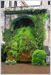 Fishpond, with moss-covered fountain, Palatine Hill.