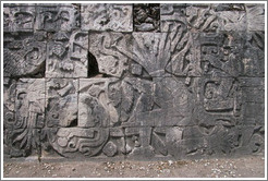 The blood spurting from the winner's neck is turning into snakes.  Chichen Itza.