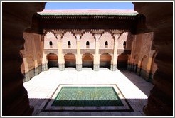 Courtyard, viewed from the student chambers, Ben Youssef Medersa.