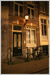 Building on Leidsestraat at night, Centrum district.