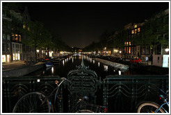Prinsengracht canal at night, Jordaan district.