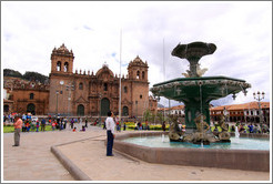 Fountain and Cathedral, Plaza de Armas.