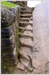 Stairs, partly carved into large stone. Machu Picchu.