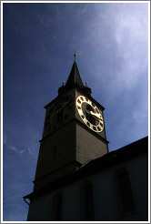 Clock tower on Kirche St. Peter (St. Peter's Church).  Altstadt (Old Town).