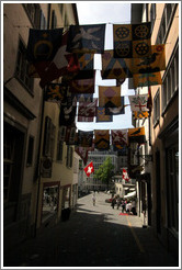 Flags on Widdergasse.  Altstadt (Old Town).