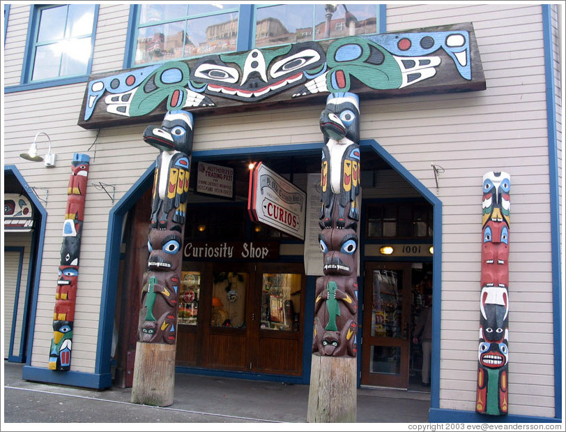 Front of Ye Old Curiosity Shop.  The totem poles kind of look like a big Pi symbol.